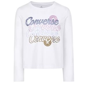 Girls 7-16 Converse Stacked Logo Long Sleeve Graphic Tee Size Med - White 🤍